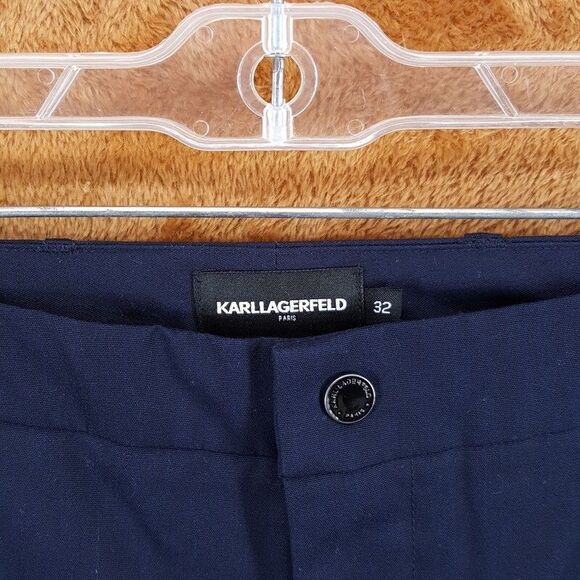 KARL LAGERFELD Pants Mens Size 32 Navy Tapered Leg Zip Pocket Trouser $179 - Picture 2 of 8